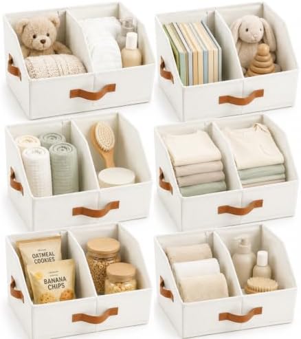 HOMELUX THEORY Closet Organizers Storage, Small Collapsible Bin 6pc, Ivory by HomeluxTheory