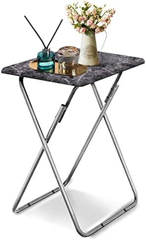 Garden 4 you Portable Folding TV Tray/TV Trays Foldable Dinner Snack Trays Table, Portable Foldable Table Small Sofa Bedside Tables with Light Weight, 15 x 18.9 x 26 in(Black Marble,1PC) by Garden4you
