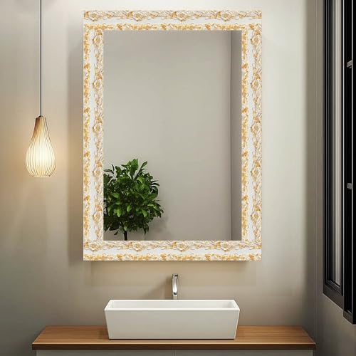 IVN Wallpaper Border Peel and Stick Wall Golden Floral Relief 4x196 Inch - Image 2