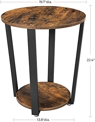 VASAGLE Round Side End Table, 2-Tier Accent Nightstand with Storage Shelf - Image 3