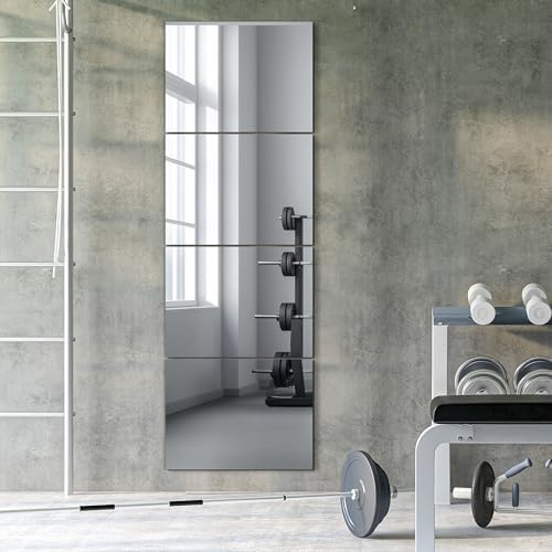 TRAHOME Wall Mirror Tiles, 16"x12"x4PCS Full Length Home Gym Mirror - Image 5