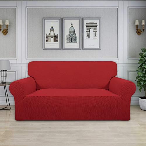 Easy-Going Stretch Oversized Loveseat Couch Covers Washable Christmas Red - Image 2