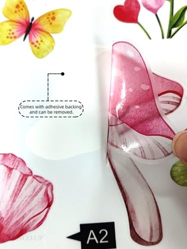 Pink Fairy Mushroom Wall Stickers Decal - Cottage Butterfly Flower Peel & Stick Removable Art Decoration Wall Decor for Girls Bedroom Kids Room Nursery Playroom,100 cm x120 cm - Image 2