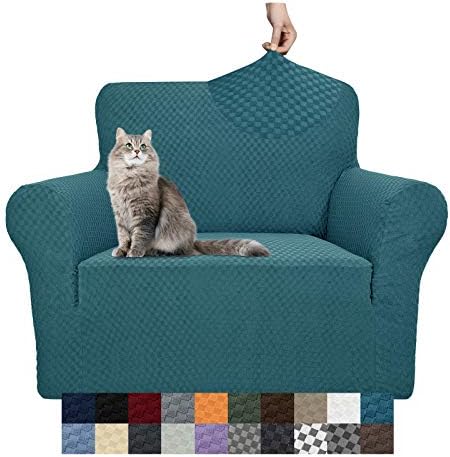 YEMYHOM Couch Cover Latest Jacquard Design High Stretch Sofa Chair Covers for Living Room, Pet Dog Cat Proof Armchair Slipcover Non Slip Magic Elastic Furniture Protector,Small (Chair, Teal) by YEMYHOM