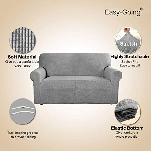 Easy-Going Stretch Loveseat Couch Covers Washable Light Gray - Image 3