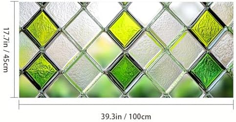 HOMETITUTE Green Yellow Diamond Textured Window Cling 39.3x17.7 Inch PVC - Image 3