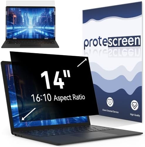 Laptop Privacy Screen 14 Inch Compatible with HP/Dell/Acer/Samsung/Asus/Lenovo/Toshiba,16:10 Aspect Removable Anti Glare Blue Light Filter Protector, 14 in Laptop Privacy Screen Shield by Protescreen