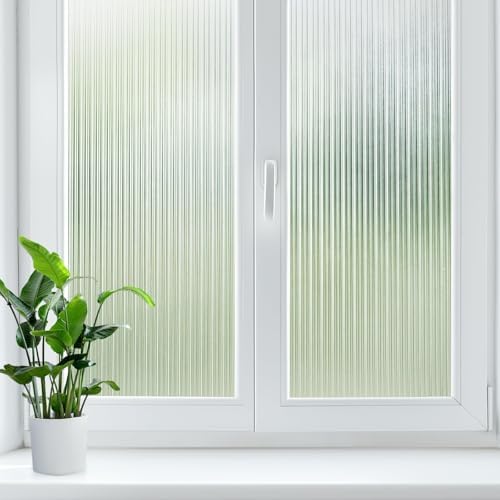 LUTE Reeded Glass Window Privacy Film, Frosted Decor Vinyl, 29.5" x 78.7" by LUTE