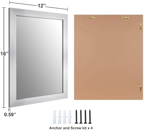Ruomeng Wall Mirror Rectangle Decorative Mirror 12x16 Inch, Nickel - Image 7