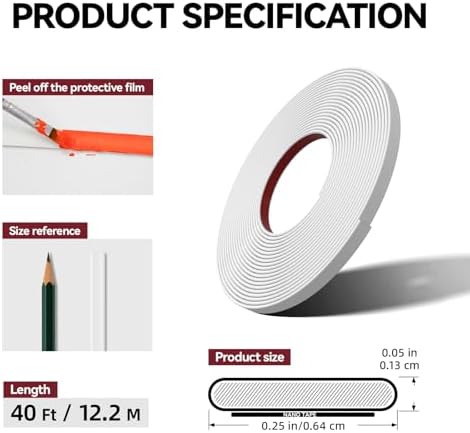 0.25in x 40Ft Peel and Stick Wall Molding Trim, Flexible Trim - Image 2