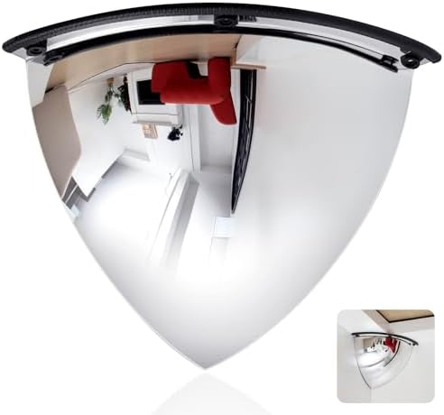 Suzile 1 Pieces 26 Inch Acrylic Quarter Dome Mirror Convex Corner Safety Mirror High Viewing Angle Blindspot for Wall Warehouses Offices Retail Stores Parking Garages by Suzile