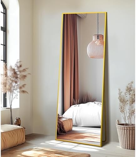 Delma Full Length Mirror with Stand, 69x24 Gold Floor Mirror - Image 2