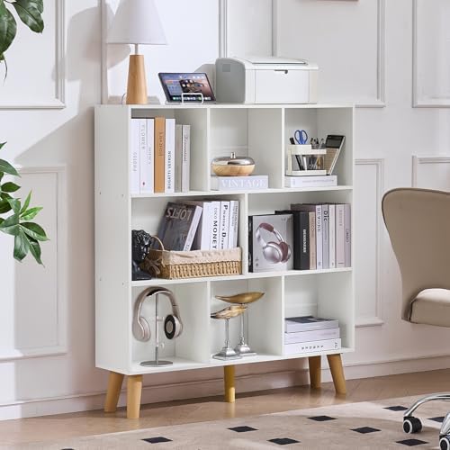 LEYAOYAO 8 Cube Bookshelf, Mid-Century Modern Book Shelf with Legs, White by LEYAOYAO-Findtheshiningpointofyourideallife%EF%BC%81