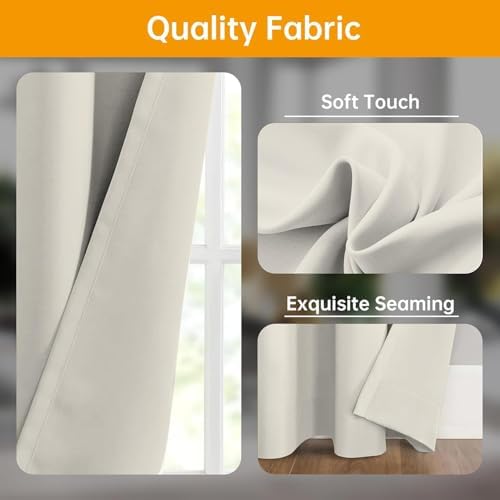Room Divider Curtains Flexible Ceiling Tracks Set Curtain Track Ceiling Mount Blackout Curtain for Living Room Bedroom Ceiling Curtain Rod Privacy Dividers Panels W120 x H120 Beige Drape & Black Rail - Image 3