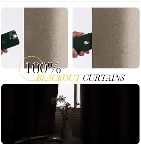 NICETOWN Taupe Sliding Glass Door Curtain 100% Blackout, W100 x L84 in - Image 4