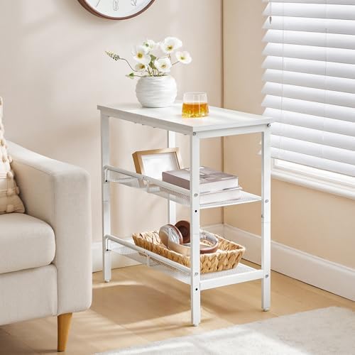 HOOBRO End Table, 3-Tier Narrow Side Table, Nightstand with 2 Flat or Slant Adjustable Shelves for Small Spaces, Hallway, Living Room, Bedroom, Sturdy, Easy Assembly, White WT23BZ01G1 - Image 5