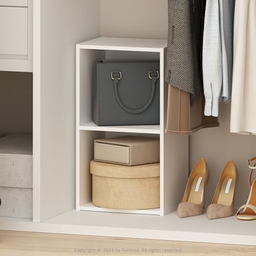 Furinno Reed Closet Organizers and Storage, 2-Tier Closet Organizer, Open Shelf Closet Storage, for Wardrobe, Bedroom, Living Room, White by Furinno-FitsYourSpaceFitsYourBudget