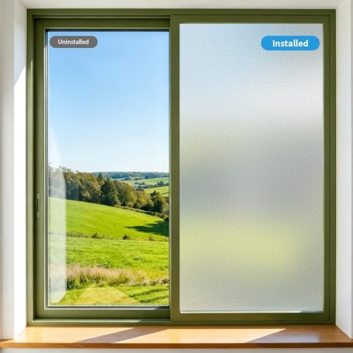 VELIMAX Window Privacy Film, Frosted Glass Window Film, Sun & Heat Blocking Decorative Static Cling Tint for Home Bathroom Office - Image 3