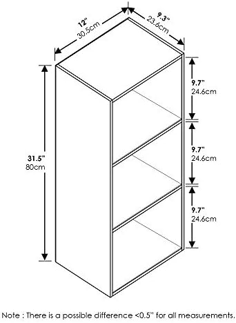 Furinno LUDER Book Shelf, 3-Cube Bookshelf, Bookcase with Open Shelves, 9.3 x 12 x 31.5, Easy Assembly, for Living Room, Bedroom, Home Office, White/Light Blue - Image 3
