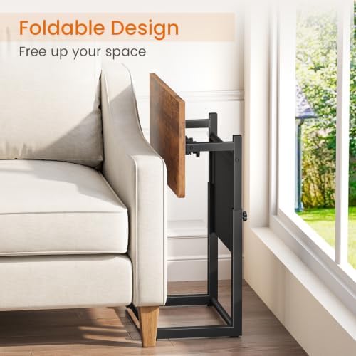 Giikin TV Tray Table, 23.6" Extra Large Side Table, Adjustable Height TV Trays for Eating on Couch, 90° Tilt Angle Foldable C-Shaped End Table with Storage for Small Spaces Sofa Bed Dinner - Image 6