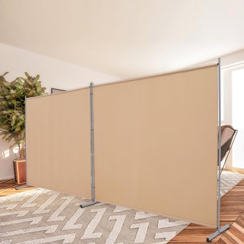 Rantila 2 Large Panels Room Divider,Portable Office Divider,Convenient Movable,Folding Partition Privacy Screen for Bedroom,Dining Room, Study,142" W x 71" H,Beige by RANTILA