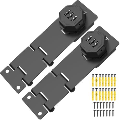 90 Degree Cabinet Locks with Combination, Mechanical Folding Door Latch, Keyless Password Rotary Hasp Latch Lock for Office File Cabinet, Drawers, Locker, Small Door, Cupboard (2, Black) by YogePote