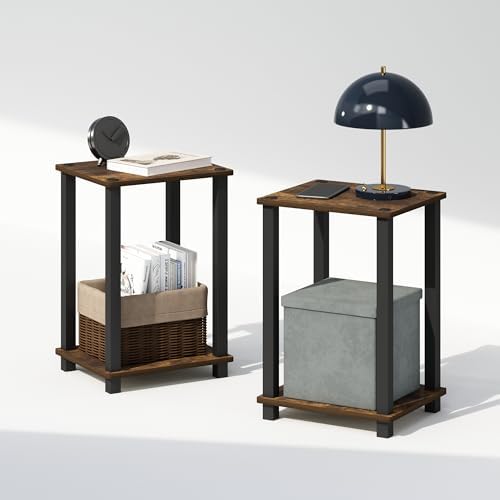 Furinno Simplistic Set of 2 Toolless 2-Tier Night Stand, Amber Pine - Image 5