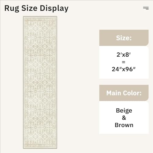 Soalmost Runner Rug 2x8 Washable Hallway Kitchen Runners Beige/Brown - Image 5