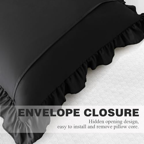 KKJIAF 2 Pack Ruffle Pillow Cases 18x18 Inches, Black - Image 6