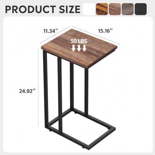 WLIVE C Shaped End Table, Small Side Tables for Sofa and Bed, Couch Table that Slides Under for Living Room, Bedroom, Home Office, Small Spaces - Image 3