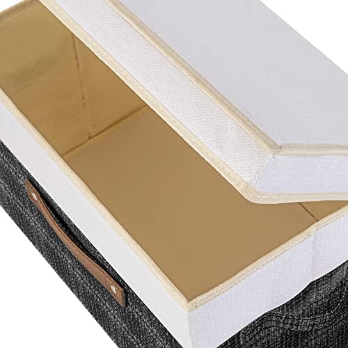 TYEERS Collapsible Storage Bins with Lids, Patchwork Design, Washable, Fabric Storage Boxes, 14.9x9.8x9.8 inches, 5 Pack, Black - Image 5