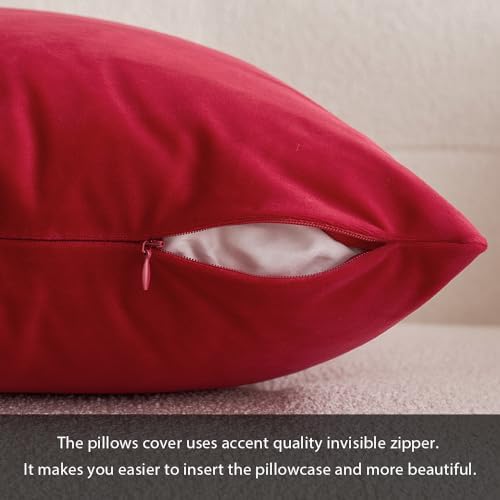 MIULEE Velvet Throw Pillow Covers 18x18 Inch Pack of 2 Red - Image 5