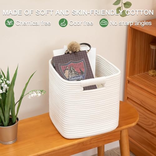OIAHOMY Storage Cubes 11 Inch Storage Bins 3-Pack Square Baskets White - Image 5