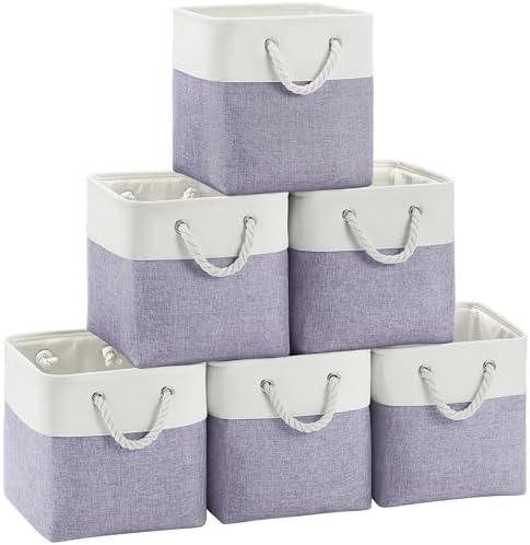 FinishingBo 11 inch Cube Storage Bin with Handles 6 Pack by SimplifySpaceSimplifyLife