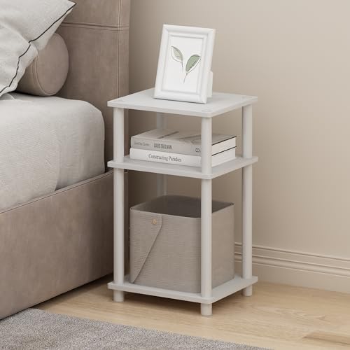 Furinno JUST Set of 2 Toolless 3-Tier Night Stand, White - Image 2