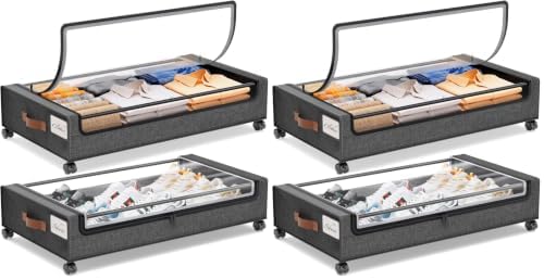 Yecaye Under Bed Storage with Wheels, 2Pack Under Bed Storage Containers, Underbed Shoe Storage Organizer, Rolling Under Bed Metal Drawers for Clothes, Blankets(30.71 x 16.93 x 6.69 in) (Pack of 2) by Yecaye