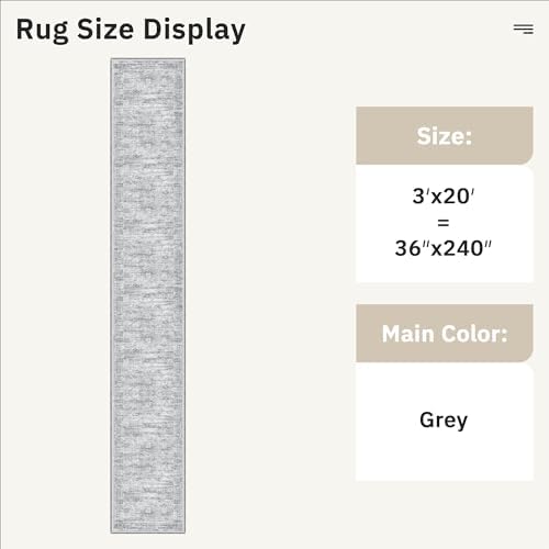 Soalmost Washable Hallway Runner Rug 3x20 Kitchen Entry Rugs Non-Slip, Grey - Image 5