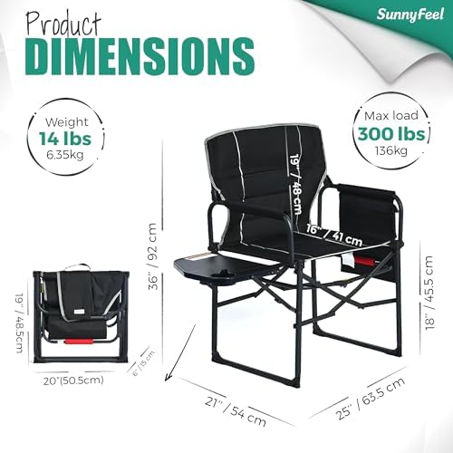 SUNNYFEEL Oversized Directors Camping Chair for Adults with Side Table - Image 3