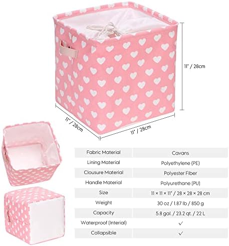 Hinwo Collapsible Canvas Storage Cubes with Handles, 11-Inch, 3-Pack - Image 6