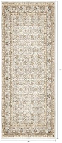 3x6 Washable Hallway Runner Rug, Vintage Non-Slip Low Pile Rugs - Image 2
