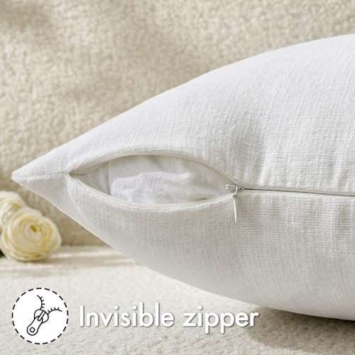 MIULEE White Chenille Couch Throw Pillow Covers, 20x20 - Image 3
