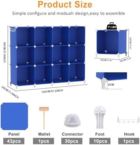 AWTATOS Cube Storage Organizer Closet Organizers 12 Cube Storage Shelves - Image 3