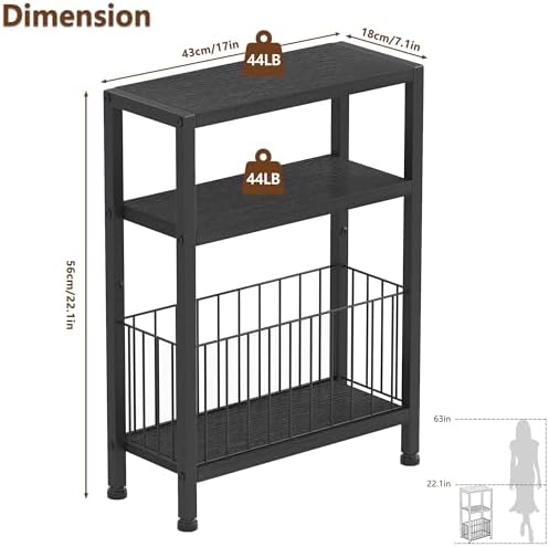 Heybly Small Narrow Side Table for Small Space, Thin Bedside TableHET007BK1 - Image 3