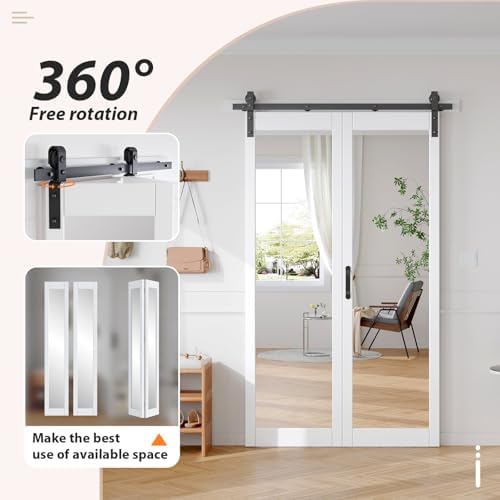 FREDBECK Bifold Mirror Barn Door 48x84 Hardware Included for Closet,1 Panel - Image 5
