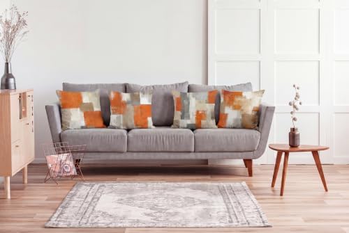 Burnt Orange Modern Abstract Throw Pillow Covers 18x18 Set of 4 - Image 5