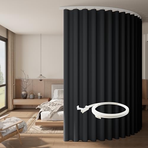 RYB HOME Black Room Divider Curtain Flexible Silent Ceiling Track by RYBHOME