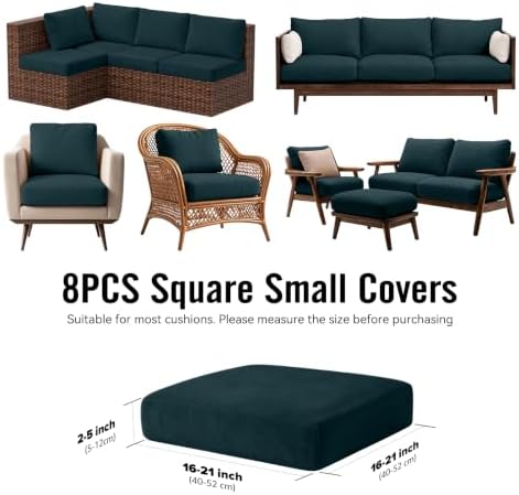 8Pcs Outdoor Cushion Covers, Stretch Patio Furniture Couch Chair Slipcovers - Image 2