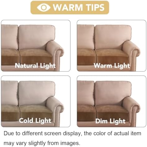 H.VERSAILTEX Velvet Stretch Couch Cushion Cover Plush Cushion Slipcover for Chair Loveseat Sofa Cushion Furniture Protector Seat Cushion Sofa Cover (3 Piece XL Sofa Cushion Covers, Camel) - Image 6