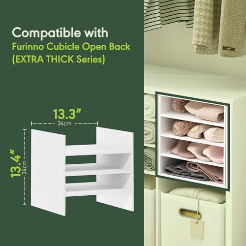 Furinno Cubicle Cube Insert, 3-Shelf Cube Organizer, Fits into Furinno Extra Thick Cubes, for Organizers and Storage, White (Does not fit IKEA Kallax Shelving) - Image 4