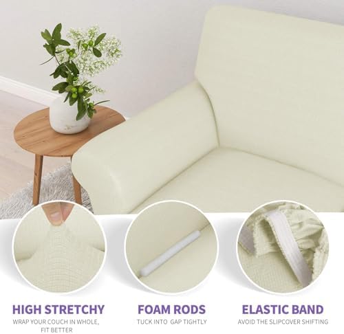 ZNSAYOTX Couch Covers for 3 or 4 Cushion Couch High Stretchy Spandex Pet Friendly Sofa Slipcover 1 Piece Non Slip Couch Covers Extra Large Furniture Protector (Light Beige, XL Sofa) - Image 3
